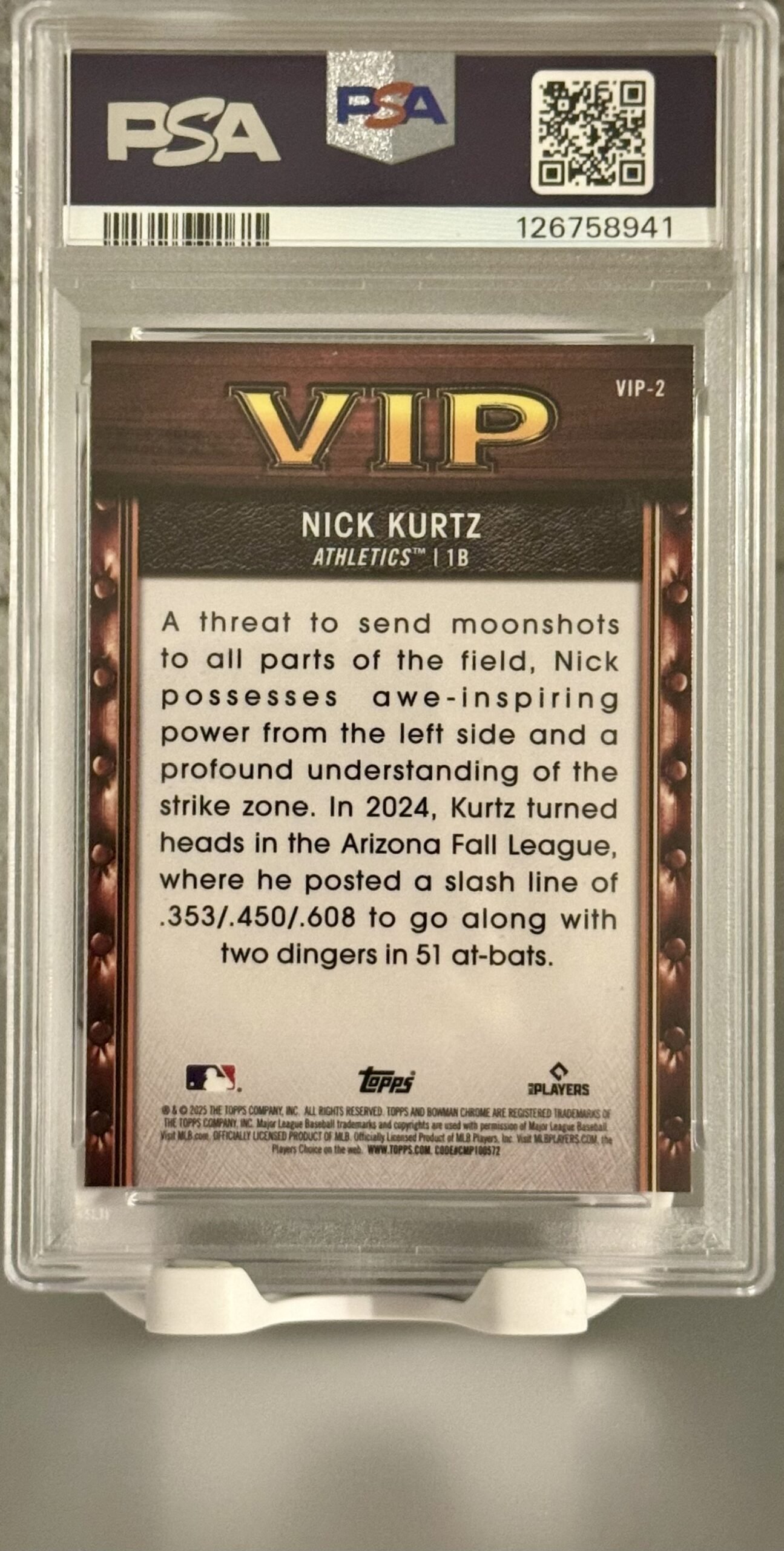 Nick Kurtz Bowman VIP PSA 10 - Image 2