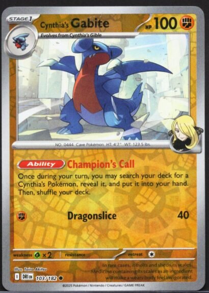 Pokémon Trading Card Game Cynthia's Gabite (Reverse Holo)