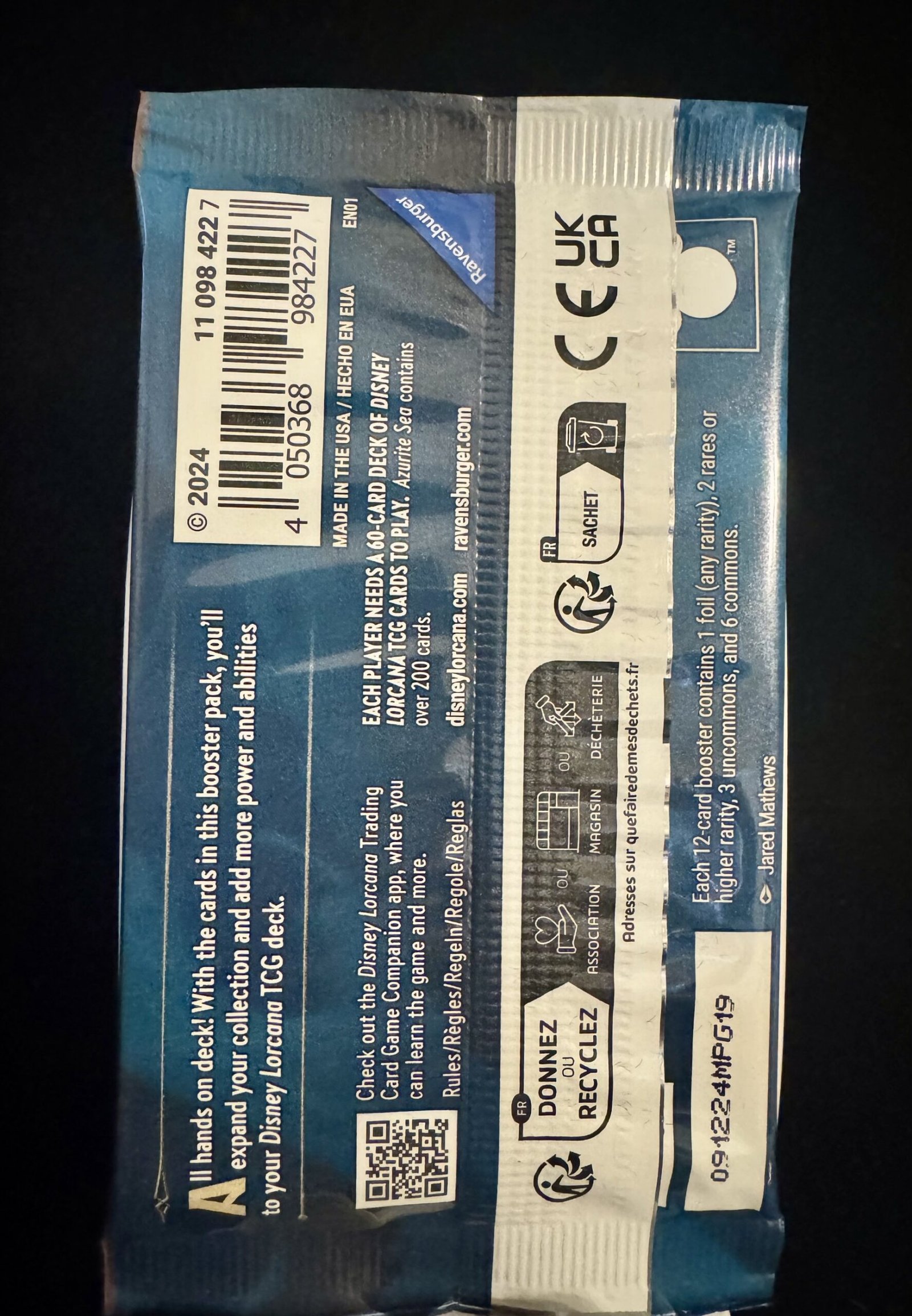 Disney Lorcana Azurite Sea Card Booster Pack - Image 2